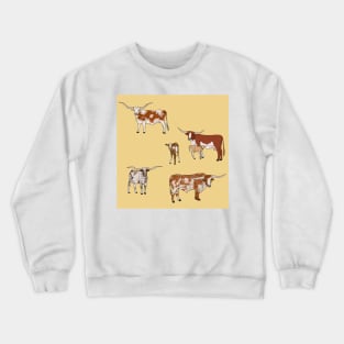 Texas Longhorn Pattern Yellow Crewneck Sweatshirt